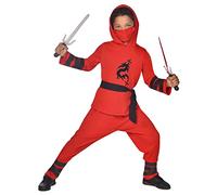 amscan 9918199 - Unisex Kids Ninja Warrior Costume in Red Age: 10-12 Years
