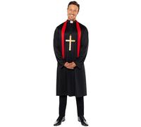 amscan 9918335 Men's Vicar Robe & Scarf Adults Fancy Dress Costume (Chest size: 46")
