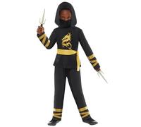 Amscan 9918385 - Unisex Kids Gold Warrior Ninja Fancy Dress Costume Age: 6-8 Yrs