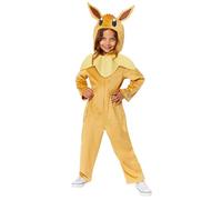 amscan 9918513 - Unisex Kids Official Pokémon Eevee Hooded Jumpsuit Fancy Dress Costume Age: 6-8 Yrs