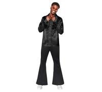 Amscan 9918983 - Men's 1970's Black Disco Flares Trousers Adults Fancy Dress Costume Size: Small