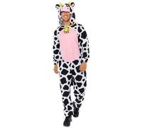 amscan 9919017 - Unisex Plush Fleece Cow Onesie Adults World Book Day Fancy Dress Costume Size: Large