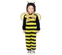 Amscan 9919063 - Unisex Bee Fleece Hooded Zip-up Onesie with Wings Kids Fancy Dress Costume Age: 6-8yrs