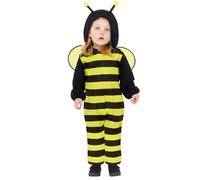 Amscan 9919077 - Unisex Fleece Bee Onesie Kids Hooded Romper with Headpiece Fancy Dress Costume Size: 2-3yrs