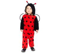 Amscan 9919080 - Unisex Fleece Ladybug Onesie Babies Hooded Romper with Headpiece Fancy Dress Costume Size: 12-18m