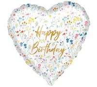 Amscan 9919478 - Happy Birthday Ditsy Floral Round Foil Balloon - 18"
