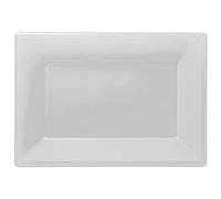 Amscan 997427 - Frosty White Rectangular Plastic Serving Platters - 3 Pack