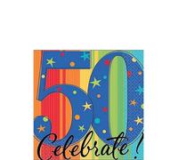 Amscan A Year To Celebrate 50th Birthday Disposable Napkins (Pack of 16) Amscan Multicolor