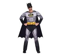 amscan - Adult Batman Mask Jumpsuit with Padded Chest Removable Cape Super Heroes Theme Party Carnival