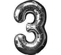 Amscan Anagram 2798301 - Number 3 Silver Foil Balloon - 32"