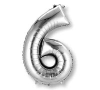 Amscan Anagram 2798601 - Number 6 Silver Foil Balloon - 32"