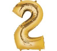 Amscan Anagram 2824601 - Number 2 Gold Foil Balloon - 32"