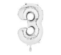 Amscan Anagram 3195701 - Number 3 Silver Foil Balloon - 26"