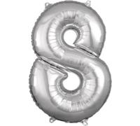 Amscan Anagram 3196201 - Number 8 Silver Foil Balloon - 26"