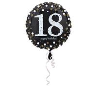 Amscan Anagram 3323901 - Gold Sparkling Celebration 18th Birthday Round Foil Balloon - 18 Inch,Black