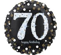 Amscan Anagram 3374101 - Gold Sparkling Celebration 70th Birthday Round Foil Balloon - 18 Inch
