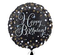 Amscan Anagram 3406201 - Gold Sparkling Celebration Happy Birthday Round Foil Balloon - 18 Inch