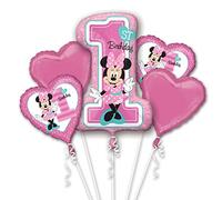 Amscan Anagram 3437901 Disney Minnie Mouse 1St Birthday Foil Balloon 5Pc Bouquet