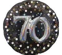 Amscan Anagram 3740201 - Gold Sparkling Celebration 70th Birthday Round Foil Balloon - 18 Inch