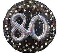 Amscan Anagram 3790201 - Gold Sparkling Celebration 80th Birthday Round Foil Balloon - 18 Inch