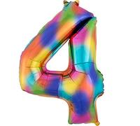 Amscan Anagram 3853401 - Number 4 Rainbow Splash Foil Balloon - 32"