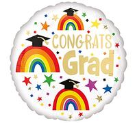 Amscan Anagram 4094001 - Congratulations Grad Rainbows Round Foil Balloon - 18 Inch