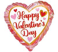 Amscan Anagram 4227201 - Happy Valentine's Day Marbled Foil Heart Balloon - 18"