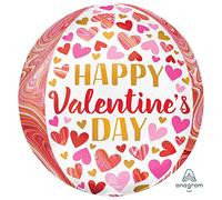 Amscan Anagram 42321101 - Happy Valentine's Day Marbling Orbz Foil Balloon - 16"