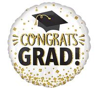 Amscan Anagram 4421301 - Congratulations Grad Gold Glitter Round Foil Balloon - 18 Inch