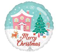 Amscan Anagram 4489401 - Nostalgic 'Merry Christmas' Winter Wonderland Round Foil Balloon - 18"