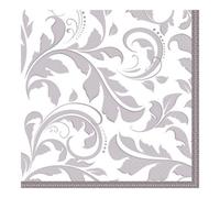 Amscan Anniversary Disposable Napkins (Pack Of 16) White/silver (One Size)
