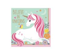 Amscan Believe In Unicorns Napkins (Pack Of 12) White/pink/mint (25Cm)