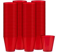 amscan Big Party Pack Apple Plastic Shot Glasses, 2 oz, Red