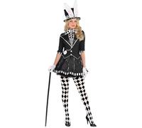 amscan - Black Mad Hatter Ladies Fancy Dress Costume Size: 8-20