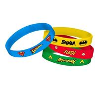 amscan 'Bracelets, 3.5'' (4-Pack) - Assorted, Vibrant Rubber Wristbands, Perfect for Kids & Fans'
