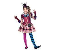 Girls Book Alice White Rabbit Miss Mad Hatter Bunny Ears Hat Fancy Dress Costume