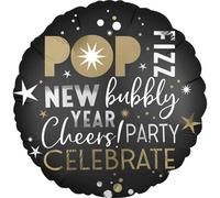 Amscan Celebrate New Year Satin Foil Balloon Black/gold/silver (One Size)