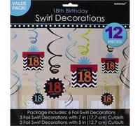 Amscan Celebrate Swirl 18Th Decoration (Pack Of 12) Multicoloured (One Size)