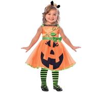 amscan Childs Girls Cute Pumpkin Jack-o-Lantern Halloween Fancy Dress Costume
