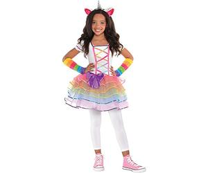 Amscan Childs Girls Rainbow Unicorn Fancy Dress Costume