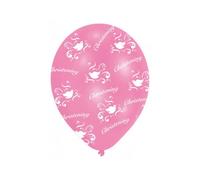 Amscan Christening Balloons (Pack Of 6) Pink/white (One Size)