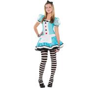 Alice in Wonderland Costume Queen Hearts Mad Hatter Fancy Dress Blue Pinafore BN