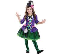 amscan Colorful Miss Mad Hatter Costume with Clock Badge and Hat headband