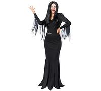 amscan - Damen offiziell lizenziertes Morticia Addams Halloween-Kostüm, Größe: 36-48
