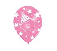 Amscan First Birthday Balloons (Pack Of 6) Pink/white (One Size)