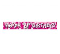 Amscan Foil Sparkle 21St Birthday Banner Pink/silver (One Size)