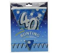 Amscan Foil Sparkle 40Th Birthday Bunting Blue/silver (One Size)