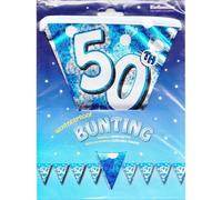 Amscan Foil Sparkle 50Th Birthday Bunting Blue/silver (One Size)
