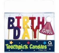 Amscan Girl Birthday Pick Candles (Pack Of 9) Multicoloured (One Size)