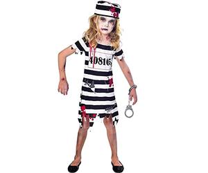 amscan Girls Escaped Convict Zombie Girl Halloween Fancy Dress Costume